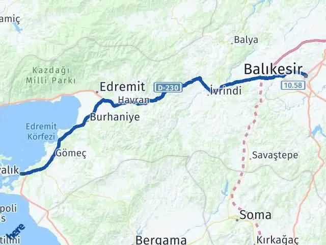 Ayvalık Balıkesir Arası Kaç Km?