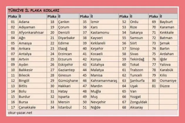 Türkiye'deki illerin plaka toplamı kaçtır?