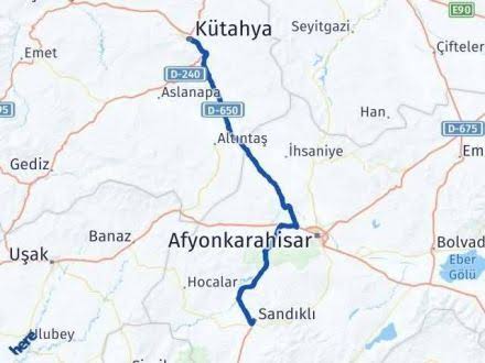 Kütahya Afyon arası kaç km, nasıl gidilir yol tarifi, haritası?